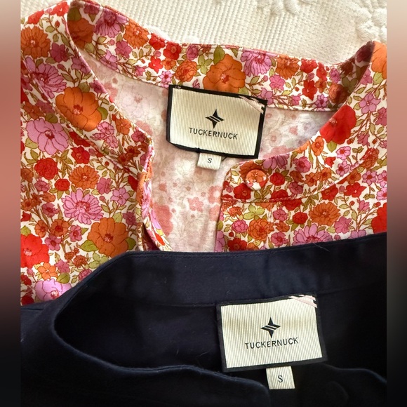 Tuckernuck Dresses & Skirts - Tuckernuck Royal Poplin Dresses one floral pattern & one in classic navy Size S